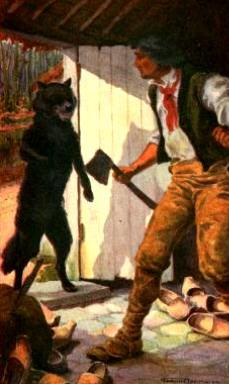 This illustration first appeared in a 19th-century werewolf novel, 'The Wolf Leader' by Dumas. It is old enough that its copyright is in the public domain.
